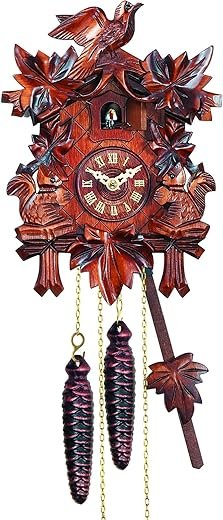 622 Engstler Weight-Driven Cuckoo Clock-Full Size-10 H x 7" W x 5.5" D, Brown