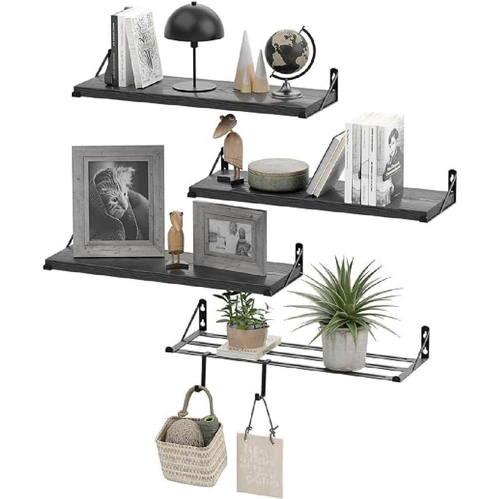 7.5 in. W x 17 in. D Floating Shelf, Wall Mounted Rustic...
