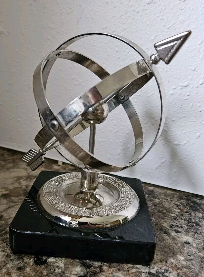 7" Vintage Armillary Sphere Sundial with Roman Numerals