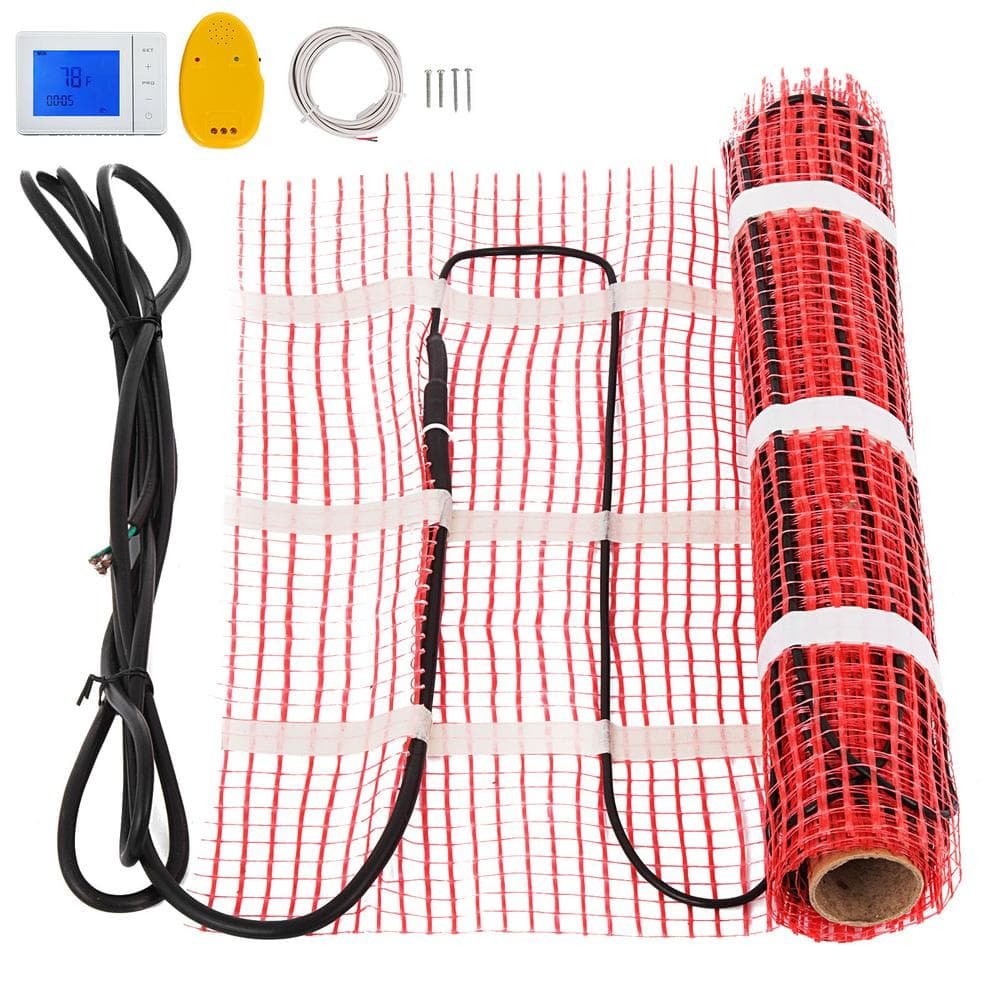 90 Sqft 120V Electric Radiant Floor Heating Mat with Alarmer and Programmable...