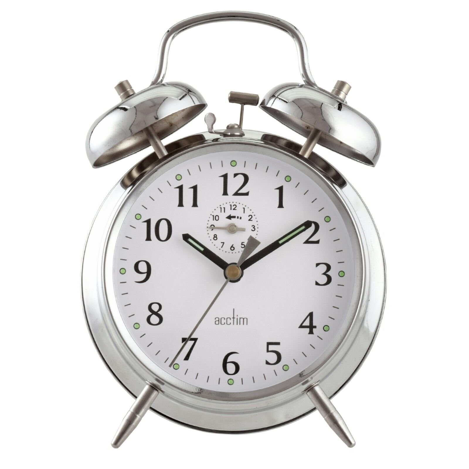 Acctim Saxon Analogue Alarm Clock Mechanical Metal Bell Alarm Luminous