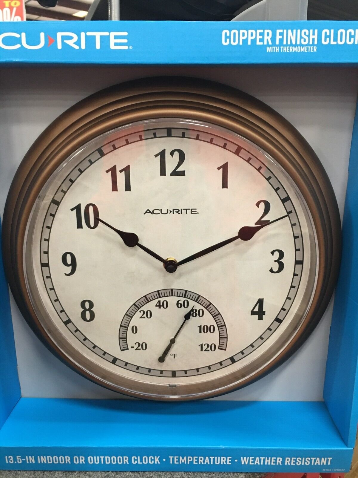 Acu-Rite Indoor or Outdoor 13.5" Wall Clock with Thermometer Weather Resistant