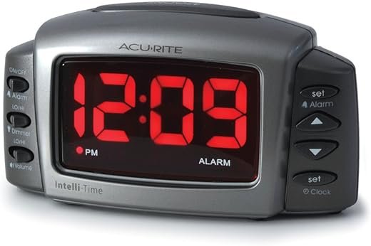 AcuRite 13030 Intelli-Time Alarm Clock with Adjustable Volume and Brightness