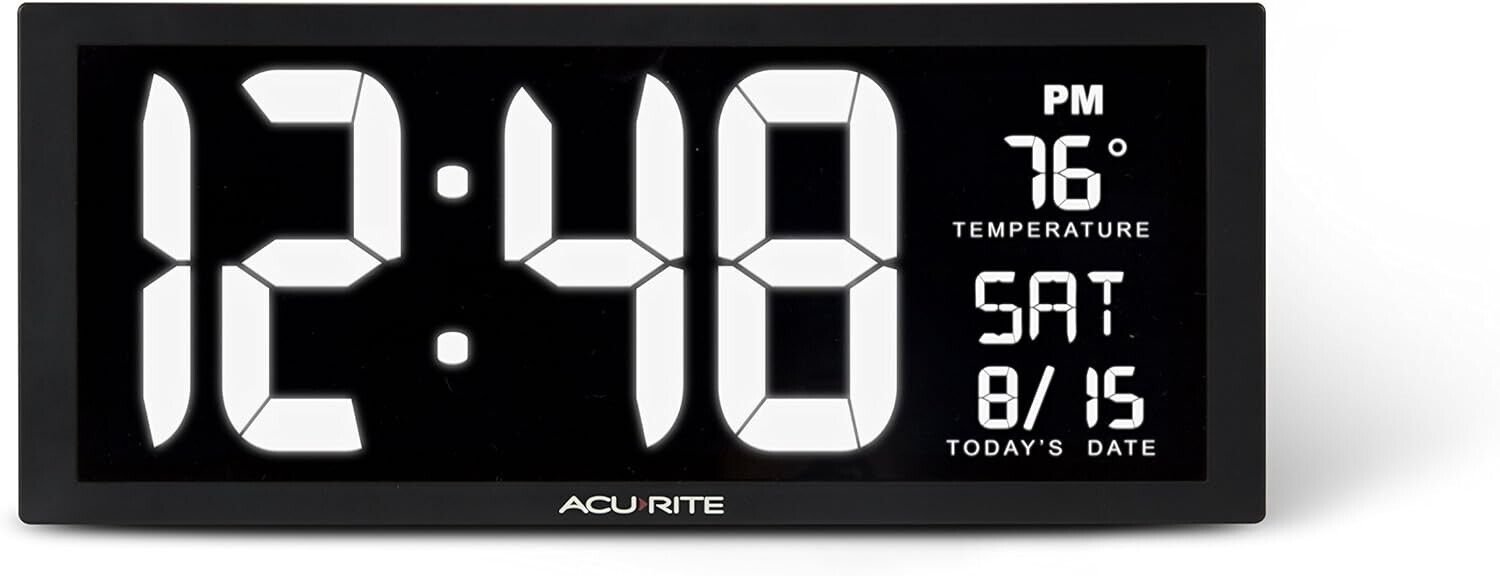 AcuRite 75159M 14.5" Large White LED Digital Clock Inch 14.5-Inch