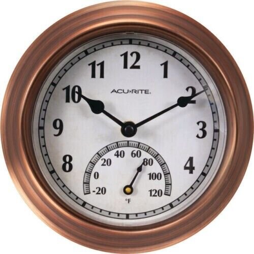 Acurite Indoor or Outdoor 8.5" Wall Clock with Thermometer