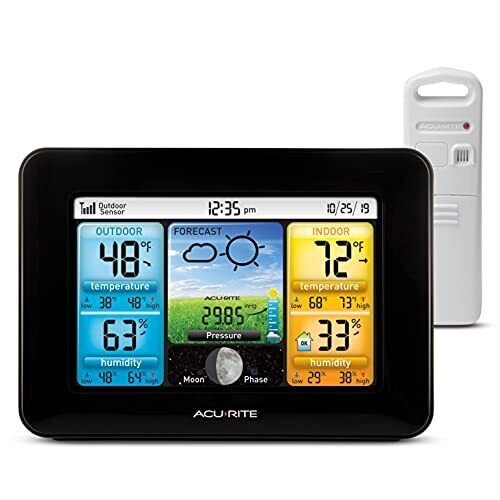 AcuRite Wireless Home Weather Station with Color Display, Indoor Black