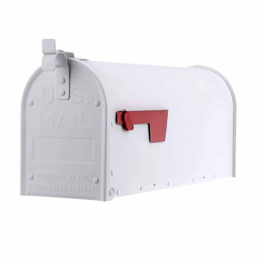 Admiral Textured White, Medium, Aluminum, Post Mount Mailbox