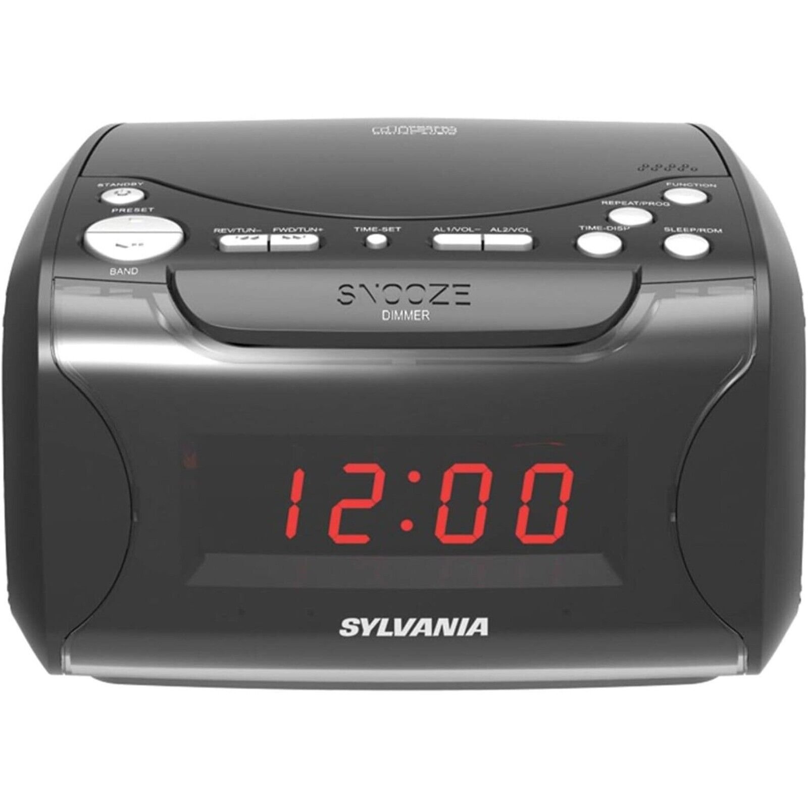 Alarm Clock Radio with CD Player and USB Charging, Black