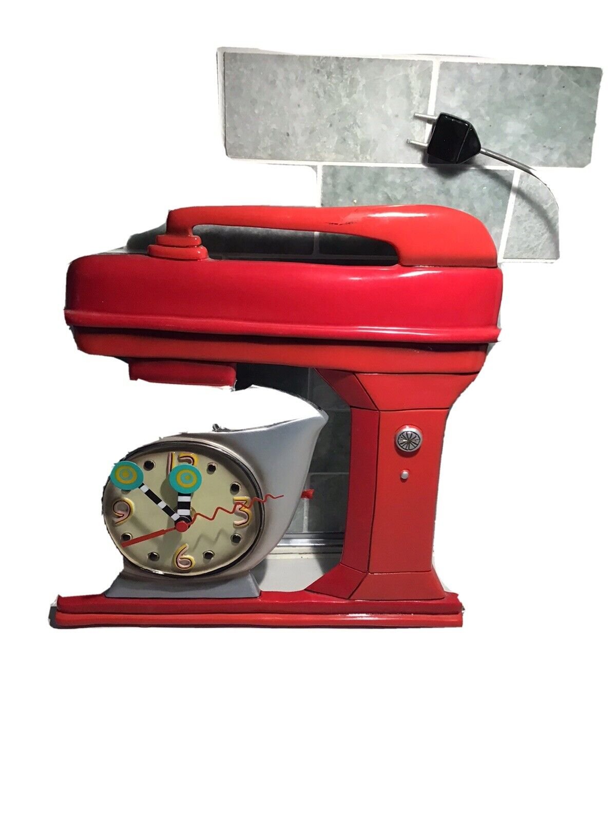 ALLEN DESIGNS CLOCK Red Vintage Kitchen Mixer Wall Clock