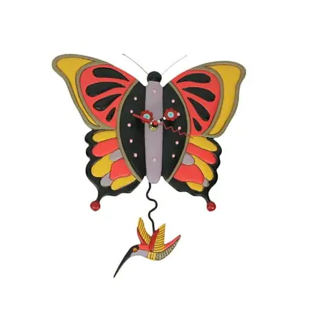 Allen Designs Flutterby Resin Butterfly Decorative Pendulum Allen Designs Flutterby Resin Butterfly Decorative Pendulum Wall Clock image