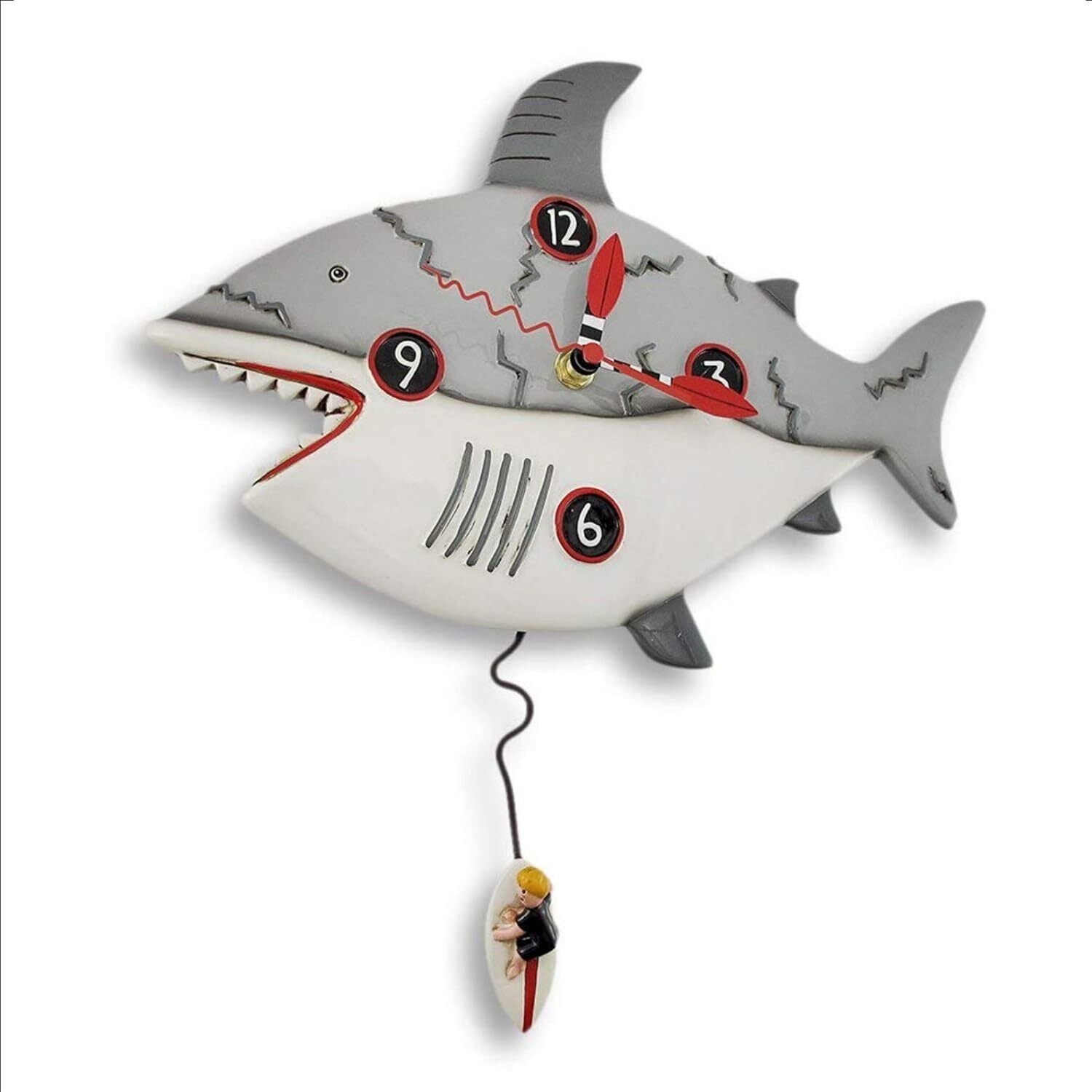 Allen Designs Surf at Risk Pendulum Clock Grey, White, Black, Red