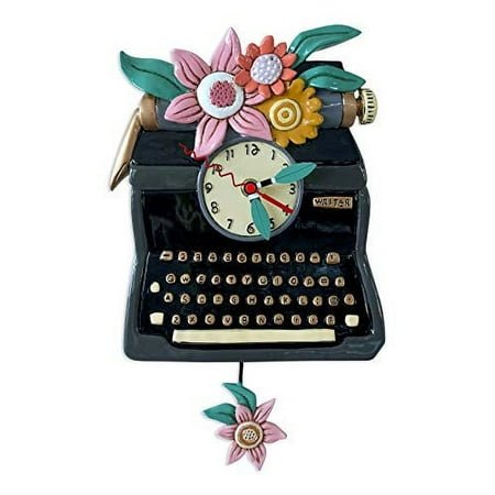Allen Designs Vintage Black Antique TypeWriter Pendulum Wall Clock