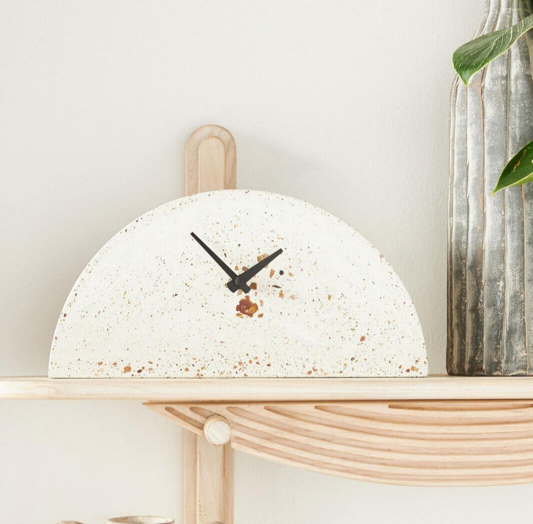 Anthropologie Terrazzo Mantel Mantle Clock White Dome NEW in BOX