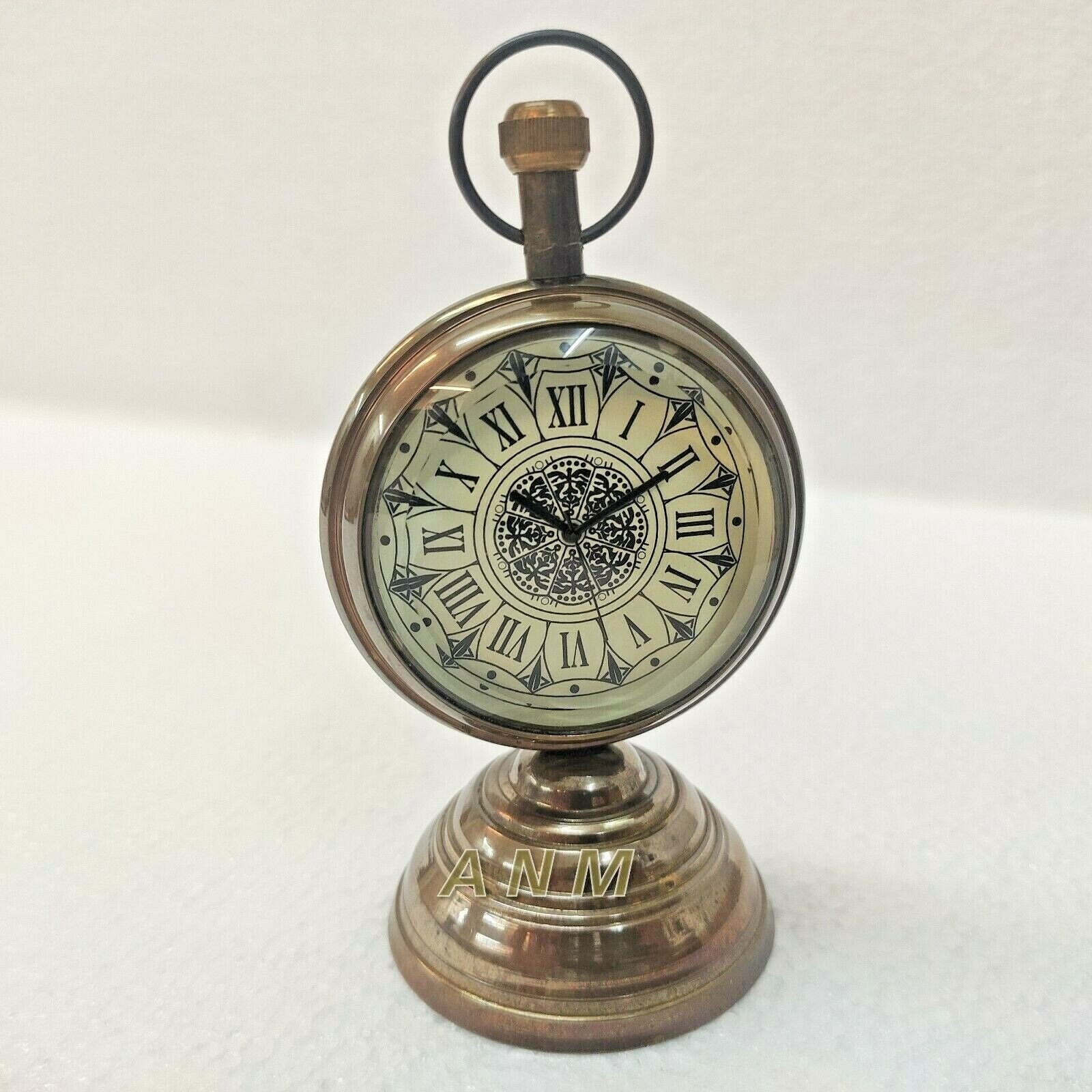Antique Brass Desk clock Vintage Table Top Decorative Gift