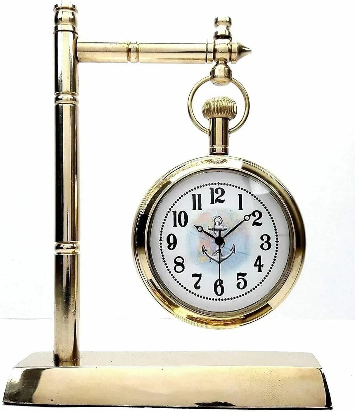 Antique Brass Table Top Desk Clock Vintage Unique Decorative Watch Collectible Beautifully photo
