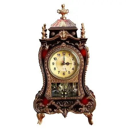 Antique Clock, Vintage European Desk Clock, 12 Music Chime Antique Desk Clock, Wall Clock with Pendulum and Antique Clock, Vintage European Desk Clock, 12 Music Chime Antique Desk Clock, Wall Clock with image