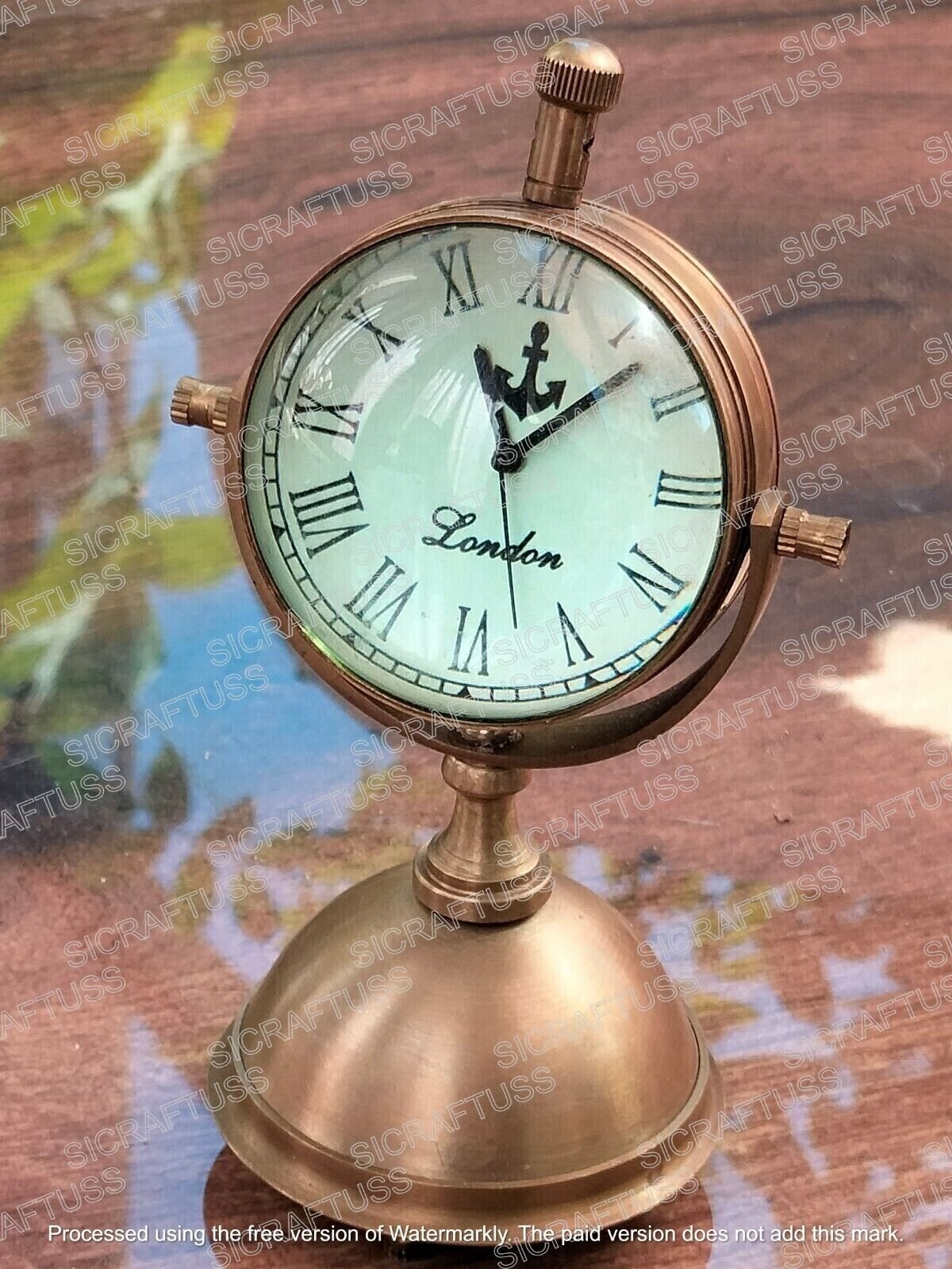 Antique Collection Brass Table Clock | Maritime Antique Rotating Desk Clock