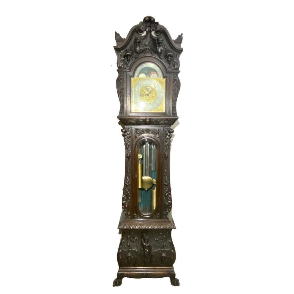 Antique Horner and Tiffany-Durfee Carved Grandfather Clock #22074