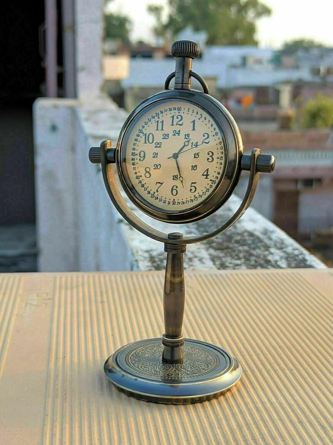 Antique Nautical Brass Table Top Clock Desk Clock Desktop Maritime Clock Gift