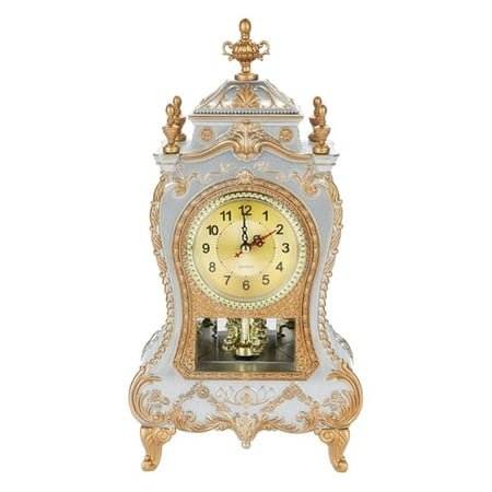 Antique Table Clock Musical Time Bell Retro Decor Digital Vintage Shelf Sculpture Fireplace Decor Teen Room Decor Vintage Desk Baroque Clock Decorations European Style