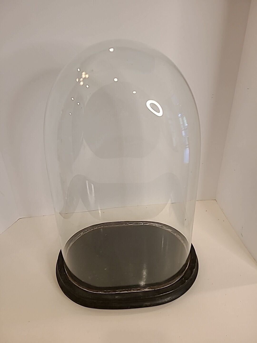 Antique Victorian Oval Hand Blown Glass Globe Dome Doll Clock 16.5"H 12"W