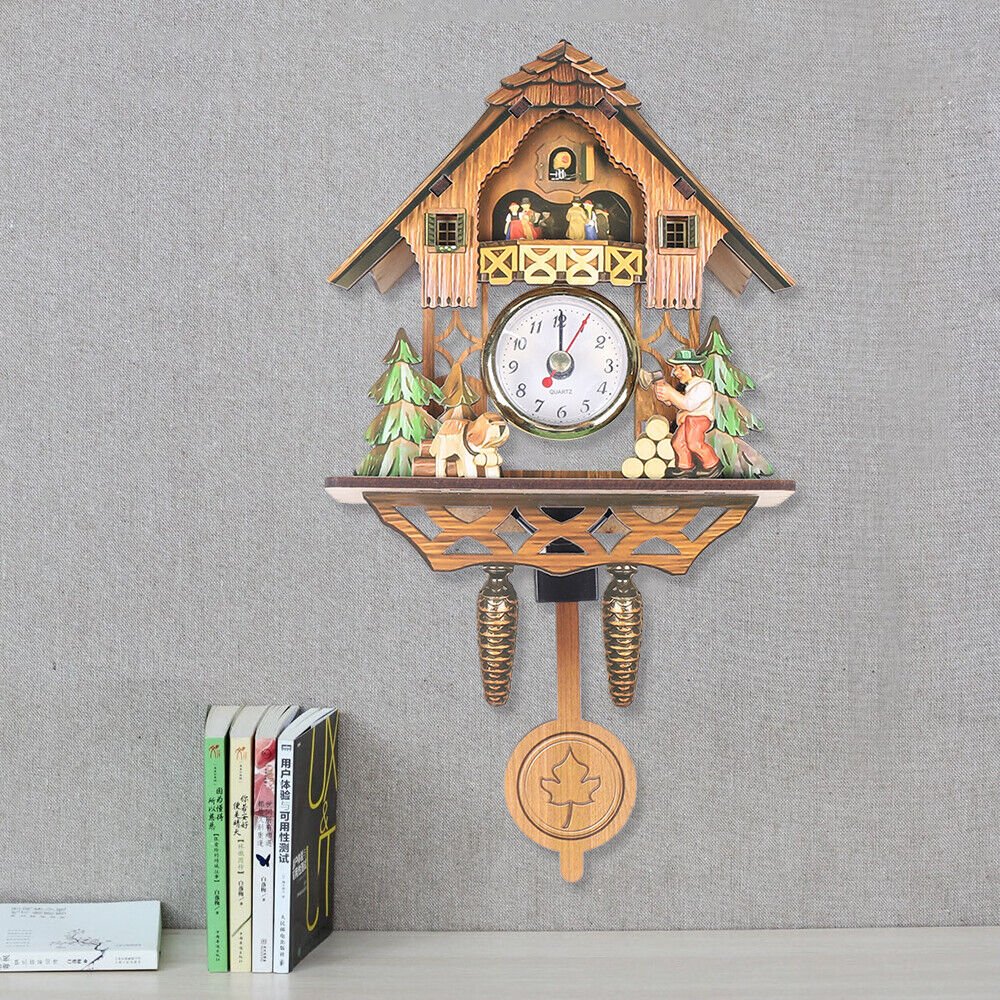 Antique Wall Clock Wooden Hanging Clock Home Living Room Decor