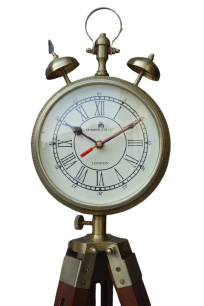 Antique Wooden Tripod Floor & Wall Clock (Gold, 11x11 inch) For Home Decoration