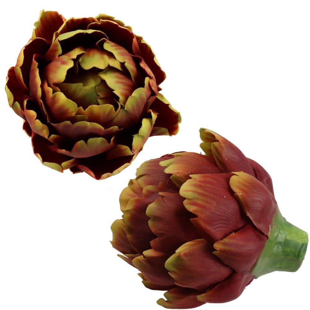 Artificial Purple Green Artichoke Vegetable, 5.5in. Wide, for Centerpieces (4 Pack), Floral...