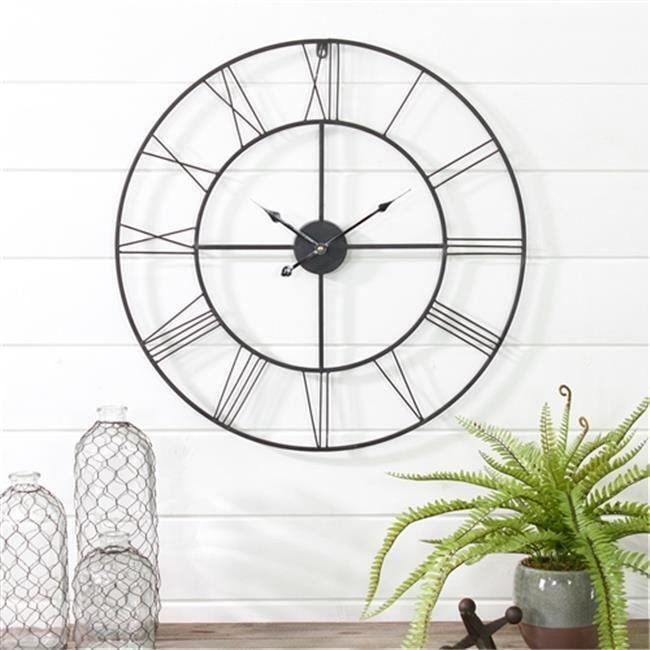Aspire Home Accents 6657 Alpin Round Metal Wall Clock Gray