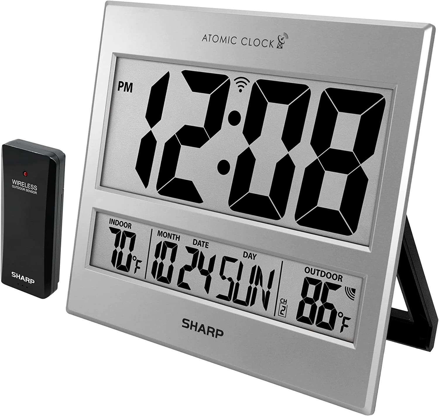 Atomic Clock - Atomic Accuracy - Never Needs Setting! -Silver Tech Style - Jumbo