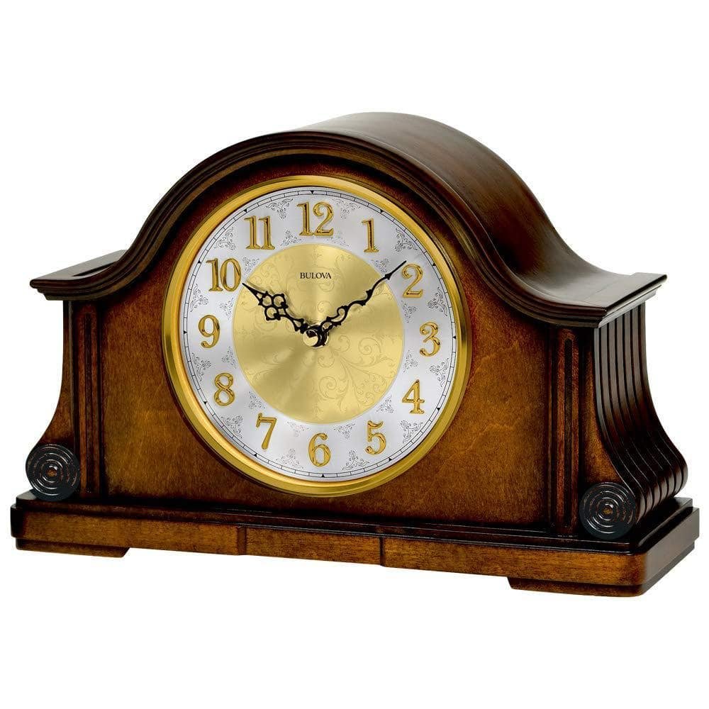 B1975 Chadbourne Desk Clock with Solid Wood and Walnut Finish