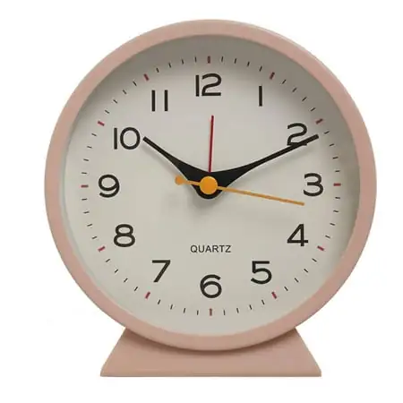Battery Operated Antique Retro Analog Alarm Clock, Small Silent Bedside Desk Metal Clock with Light