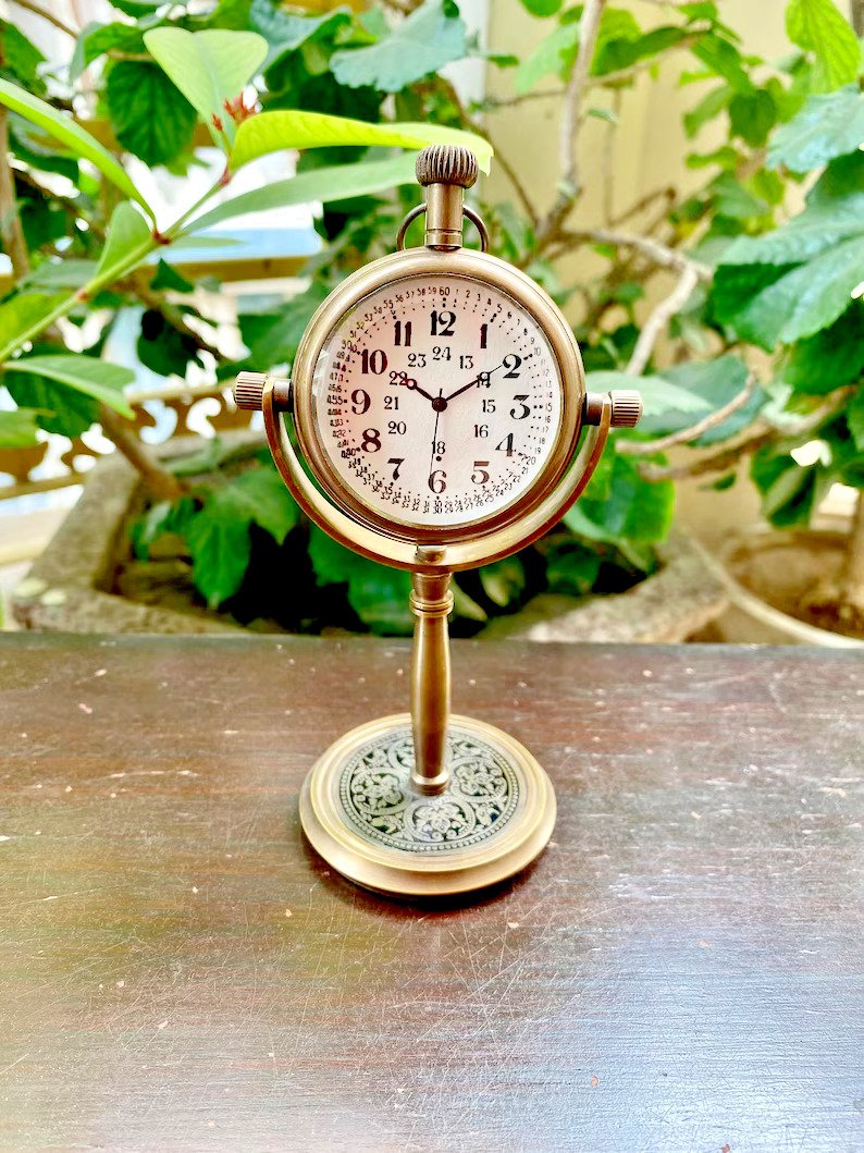 Beautiful Vintage Brass Desk Clock Table Clock Antique Nautical Clock Brass