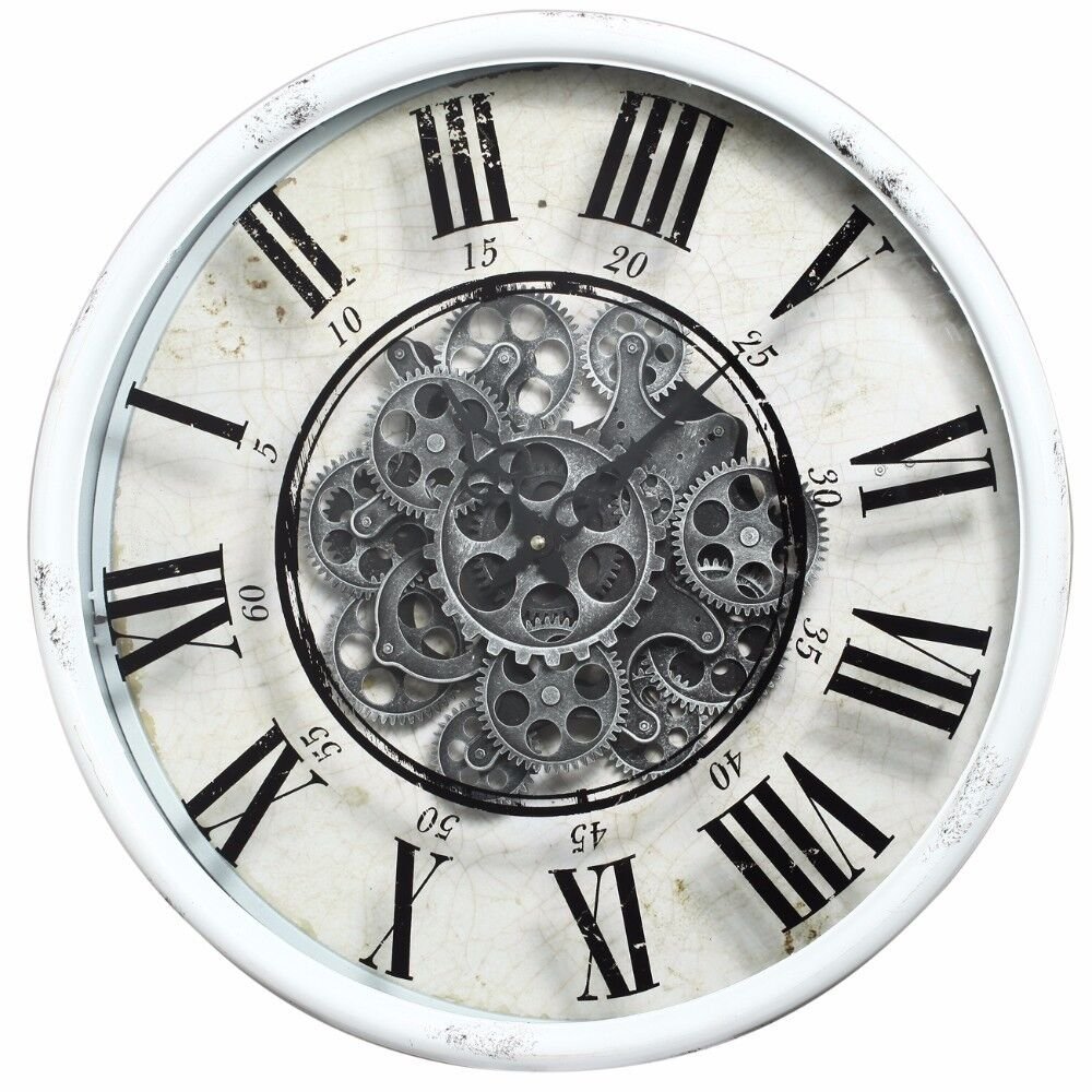 Benzara 19.7" x 19.7" Vintage Vibe White Round Wall Clock BM145664