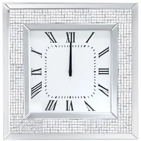 Benzara White Silver Analog Contemporary Wall Clock, BM 184767