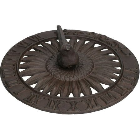 Bird Sundial Ornament Cast Iron Garden Feature Statue Sunflower Clock Metal