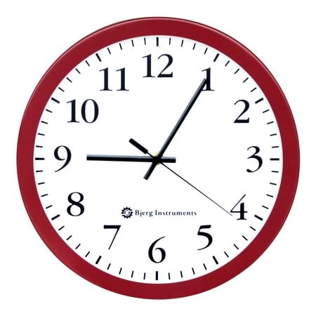 Bjerg Instruments Red Modern 12 Steel Enclosure Silent Wall Clock with Non Ticking Movement