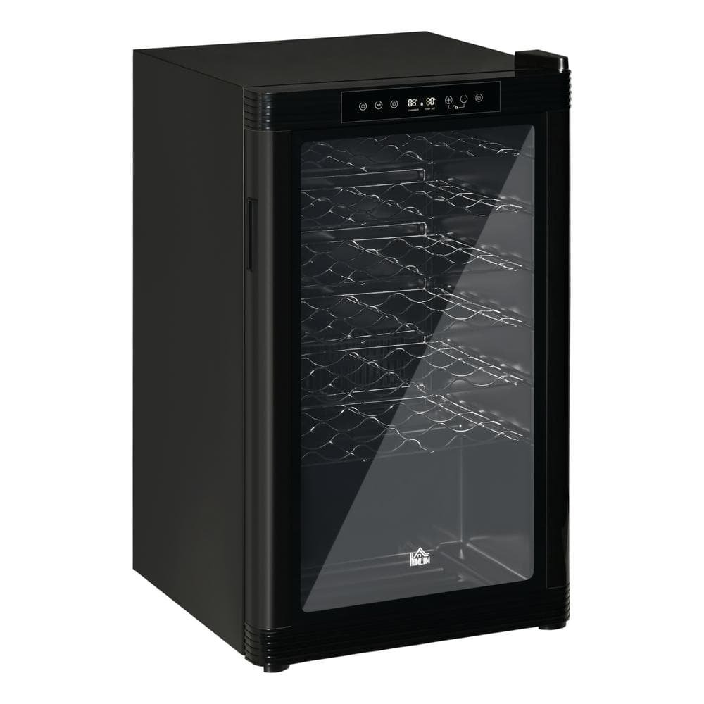 Black 19.75 in. 33-Bottle Wine and 33-Can Beverage Cooler with 6 Removable...