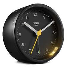 Black Analogue Alarm Clock with Snooze, Light, and Quiet Quartz Movement