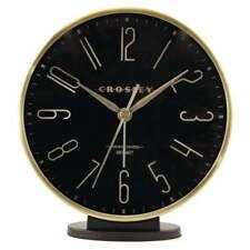 Black and Gold Vintage Modern Sweep Analog QA Table, Desk or Mantel Alarm Clock
