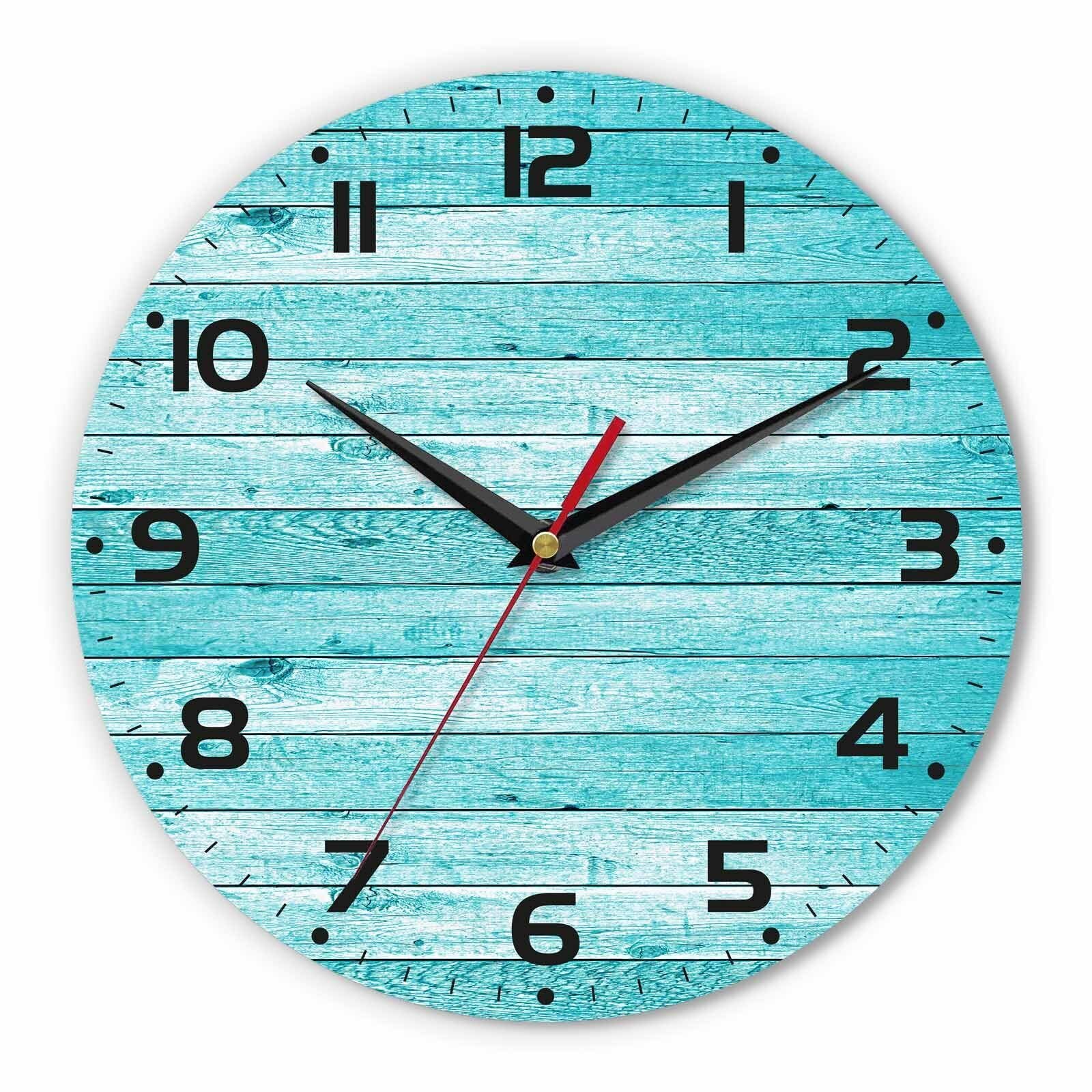 Blue Board Wall Clock Navy Stripe Wooden Abstract Vintage Hardwood Clock 10 I...