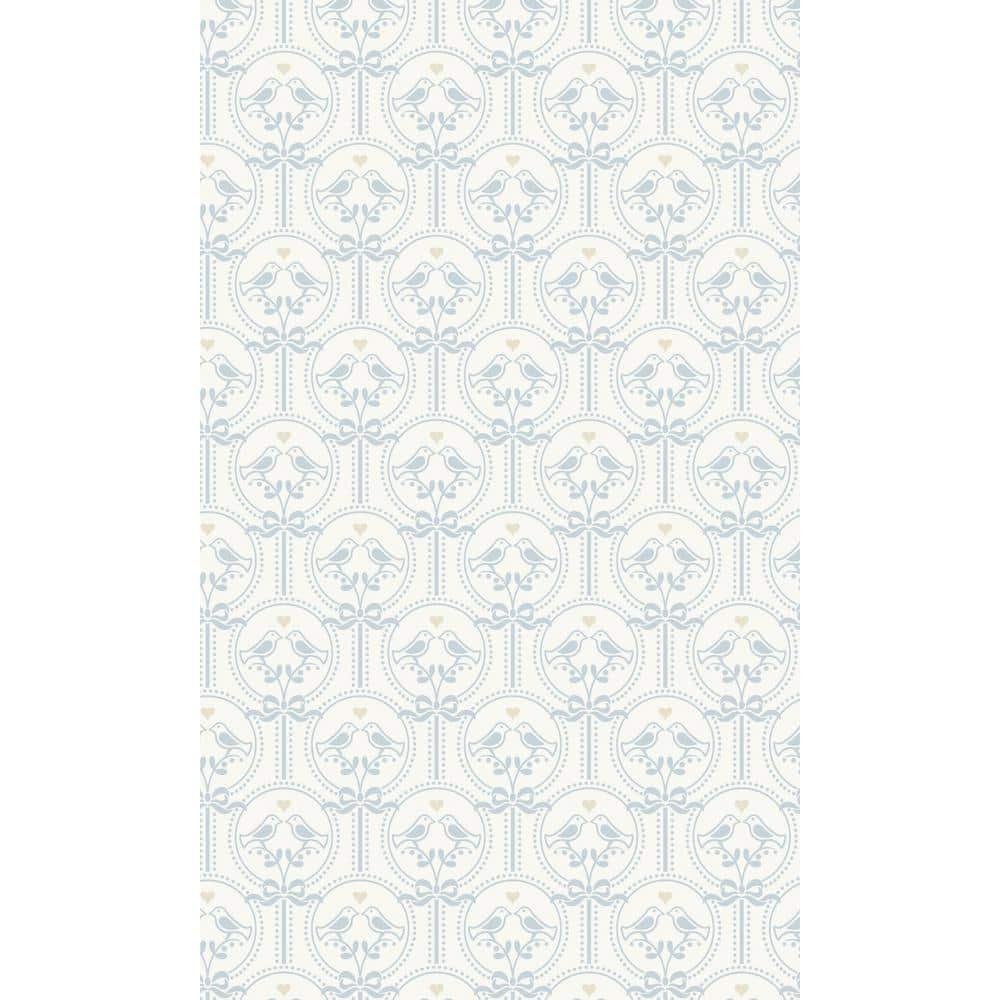 Blue Non-Pasted Oiseaux Bird Lovers Tropical Shelf Liner Non-Woven Wallpaper Double Roll...