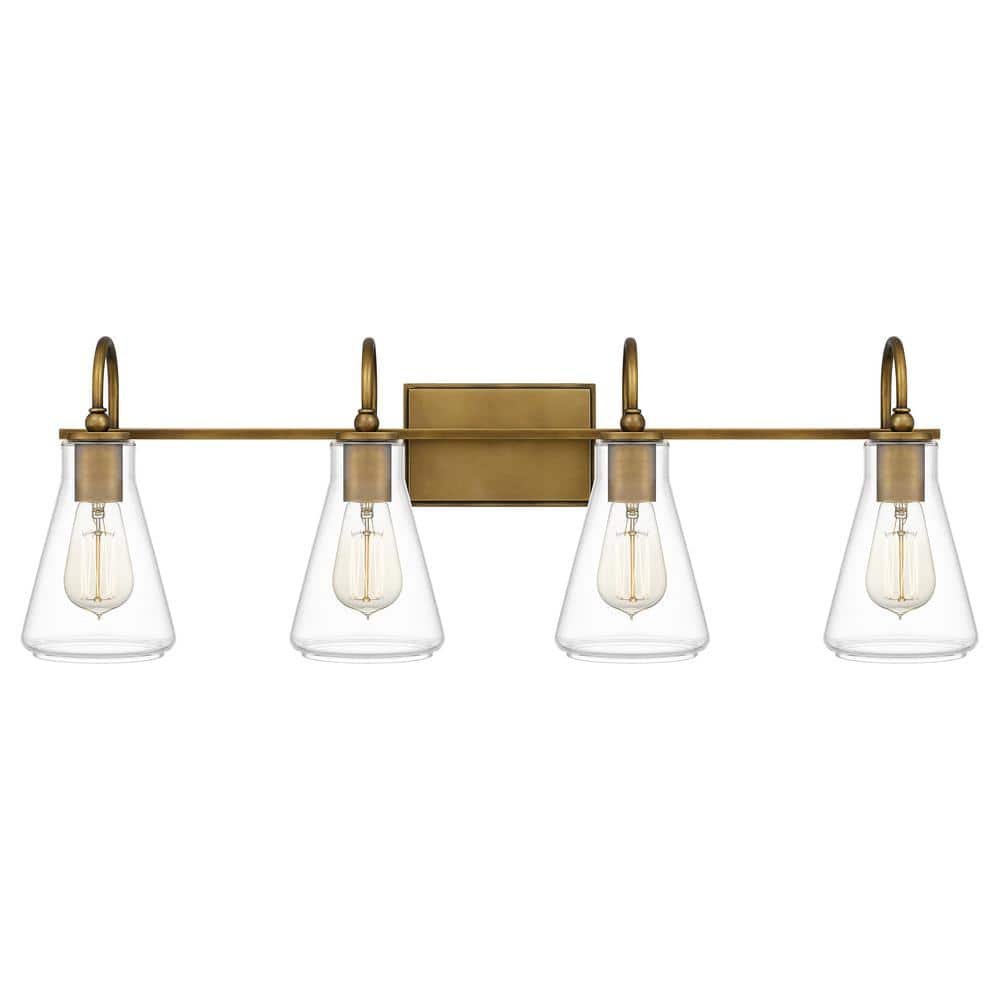 Boyton 33 in. 4-Light Weathered Brass Vanity Light