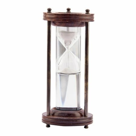 Brass World Antique Style Royal Navy London Sand Timer Floating in Water Hour Glass Clock Ideal for Exercise Tea Making Nautical Décor Height 8 inches