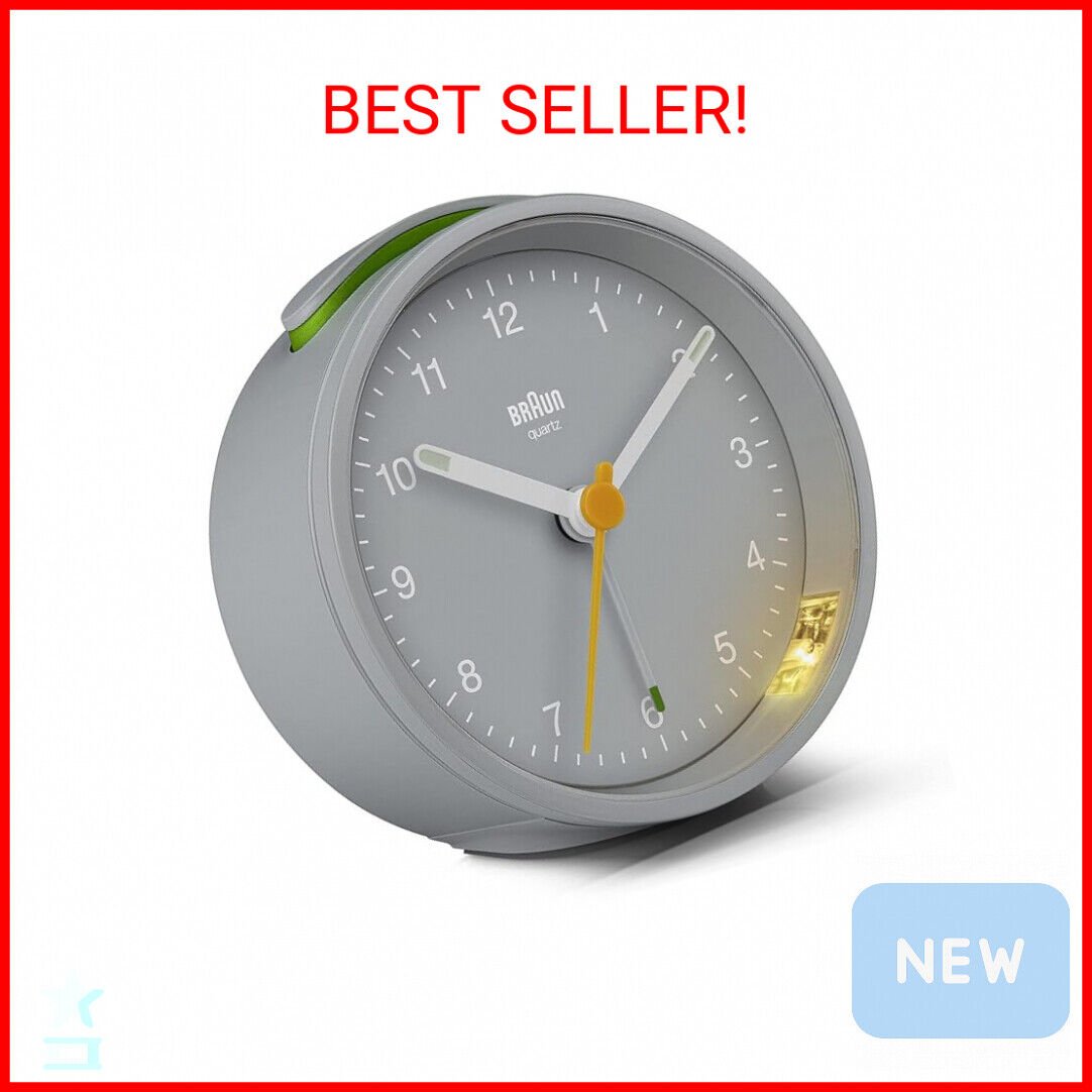 Braun Classic Analogue Alarm Clock with Snooze and Light, Quiet Quartz Movement,