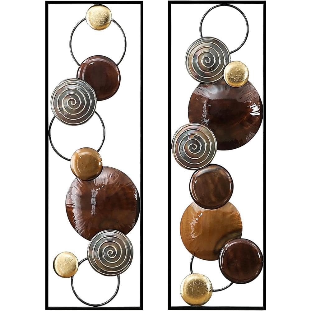 Brown Wall Decor Living Room with Frame, Metal Art Wall Decor, Mixed...