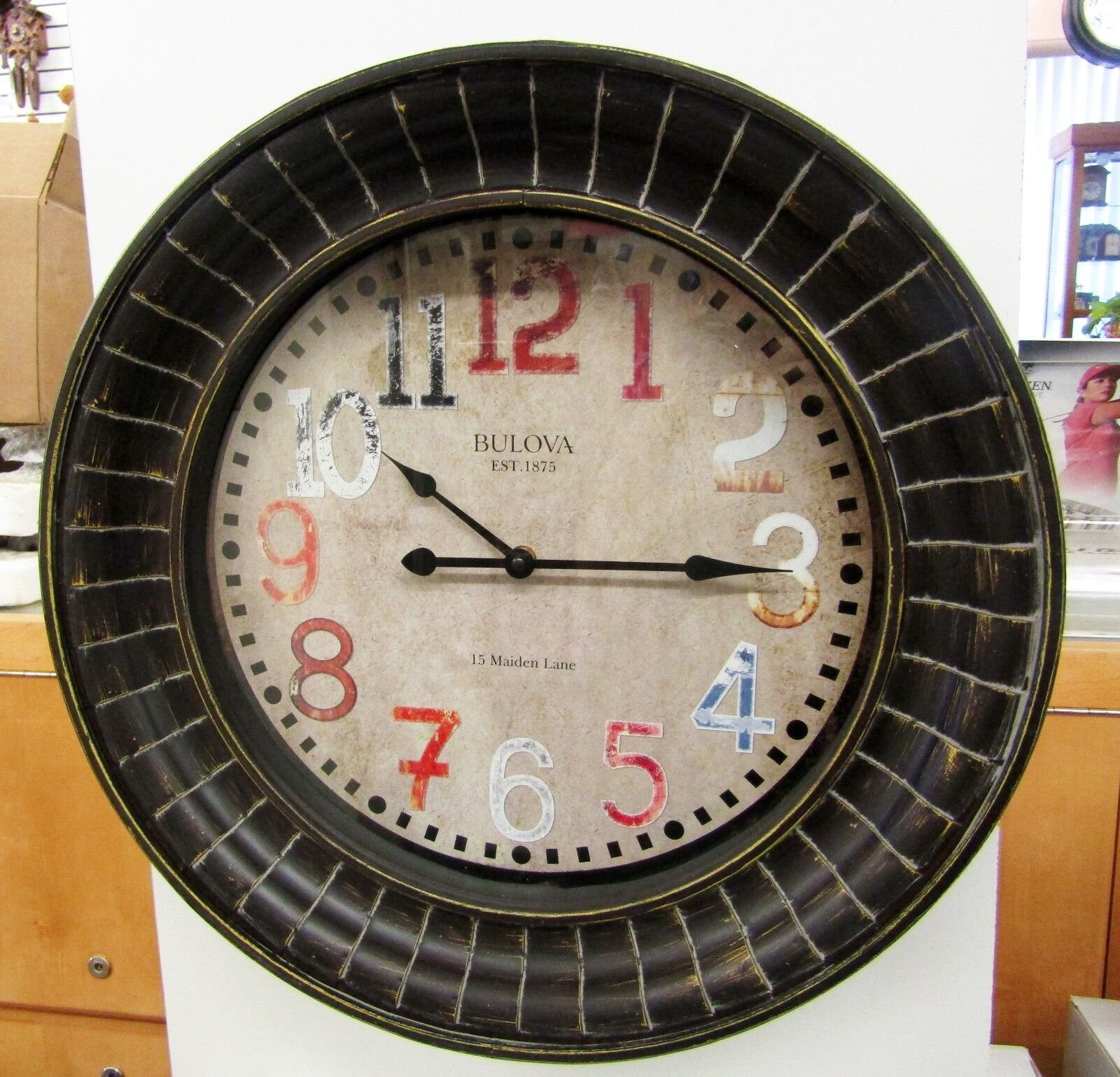 BULOVA LARGE WALL CLOCK 17.75" IN DIAMETER- KNOWN THE PARIS C4824