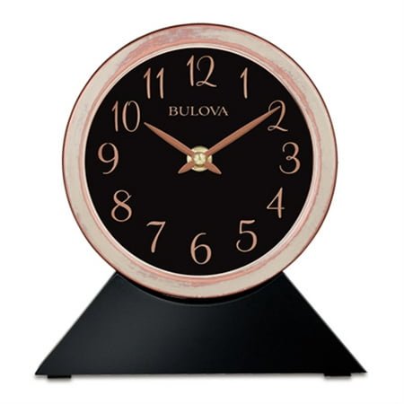 Bulova Port Jeff Black Solid Hardwood Aged Copper Finish Mantel/Wall Clock B5404
