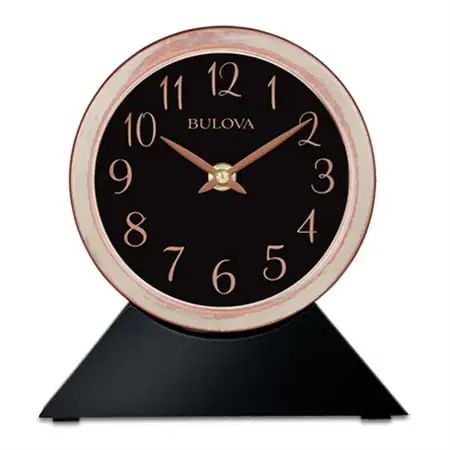 Bulova Port Jeff Black Solid Hardwood Aged Bulova Port Jeff Black Solid Hardwood Aged Copper Finish Mantel/Wall Clock B 5404 image