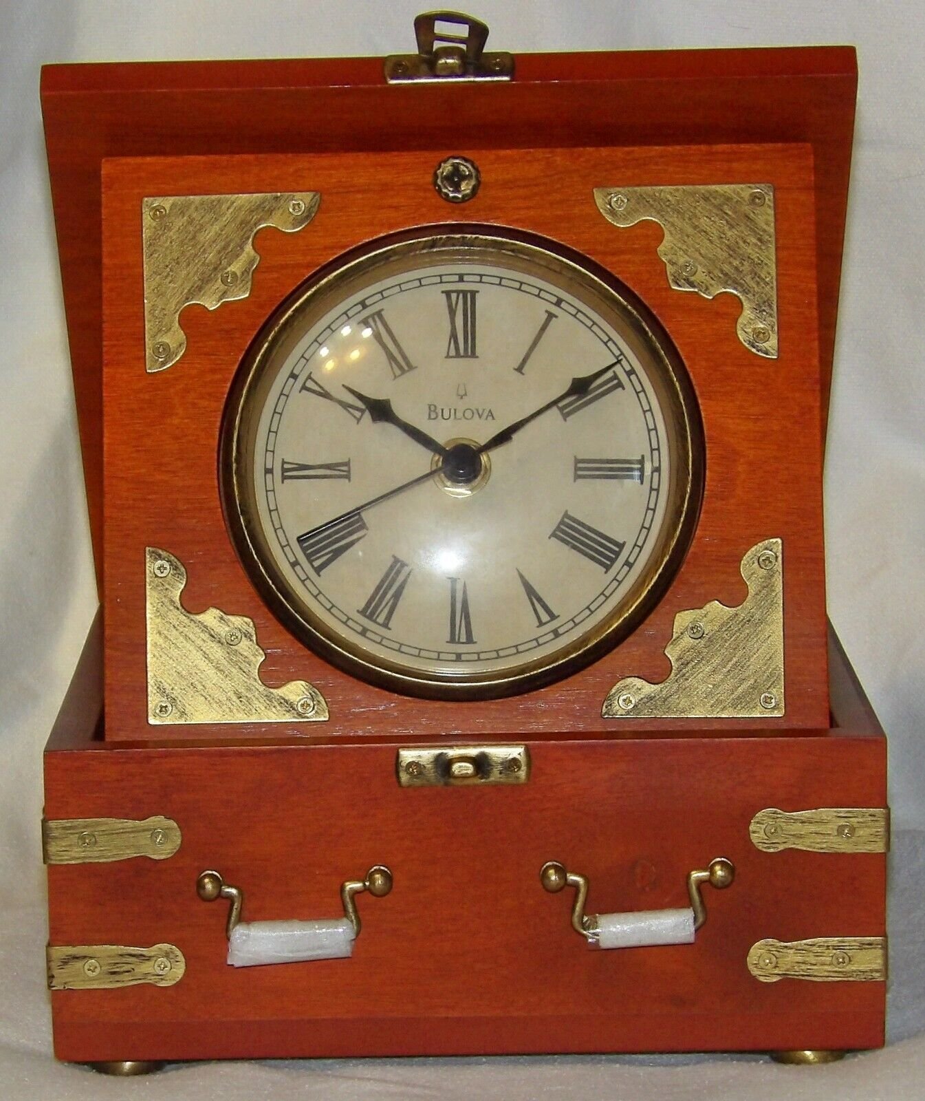Bulova Tabletop Clock, Treasure Box Style Case, Metal Accents Edinbridge B7450